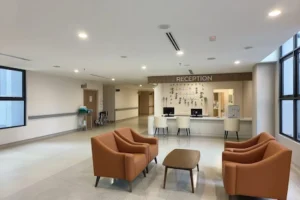 Reception area and chairs for seating