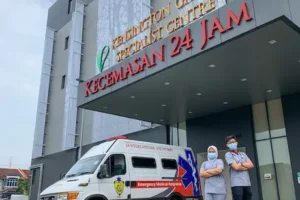 Ambulance front of Hospital with Doctor & Nurse