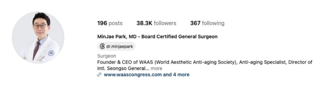 Dr Minjae Park Instagram